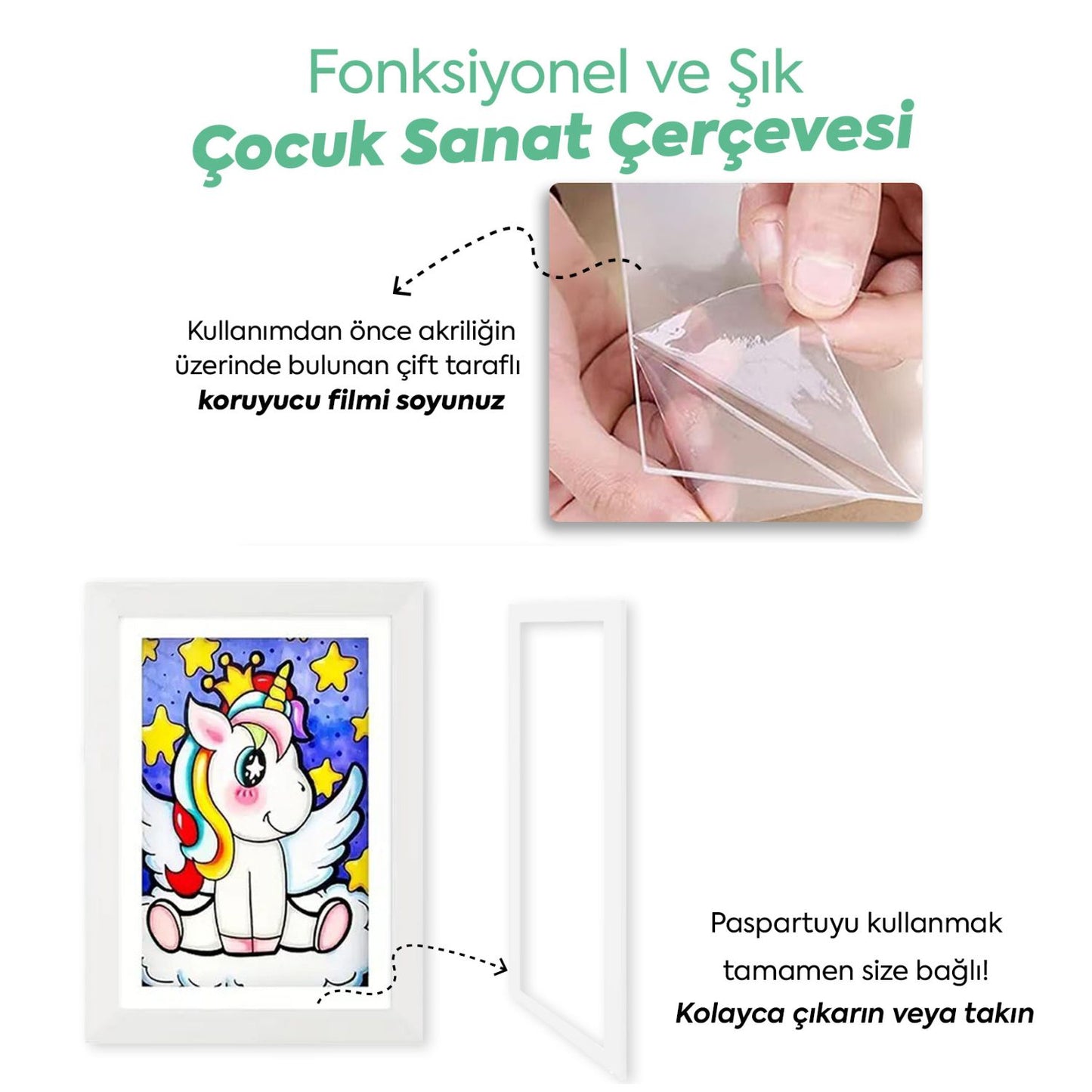 Çocuk Resim Sanat Çerçevesi, Mıknatıslı-Kapaklı, A4