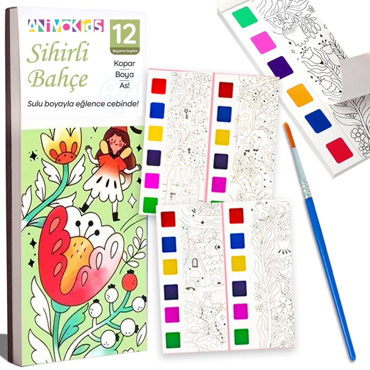 Renk Paletli Sulu Boya Kitabı + Fırça