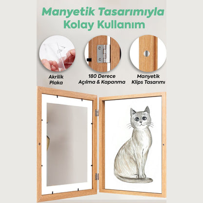 Çocuk Resim Sanat Çerçevesi, Mıknatıslı-Kapaklı, A4