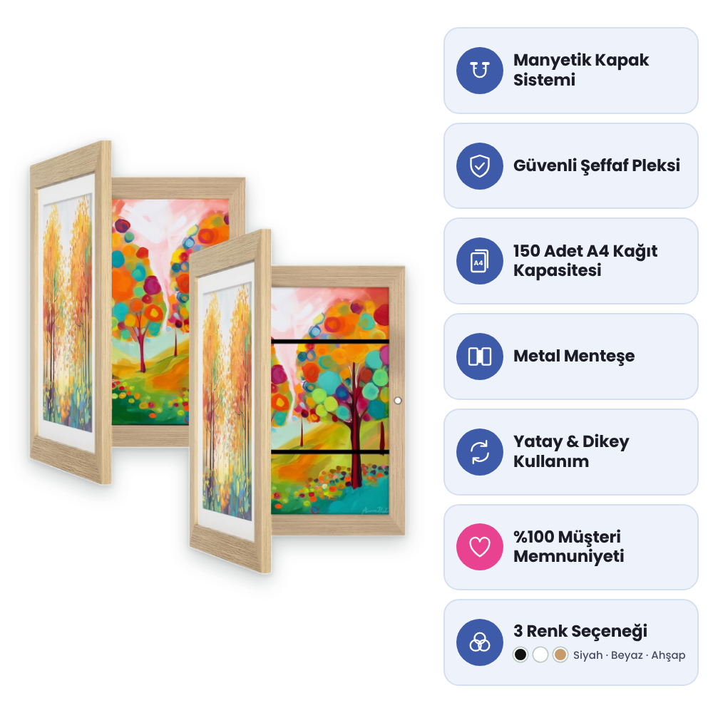 Çocuk Resim Sanat Çerçevesi, Mıknatıslı-Kapaklı, A4