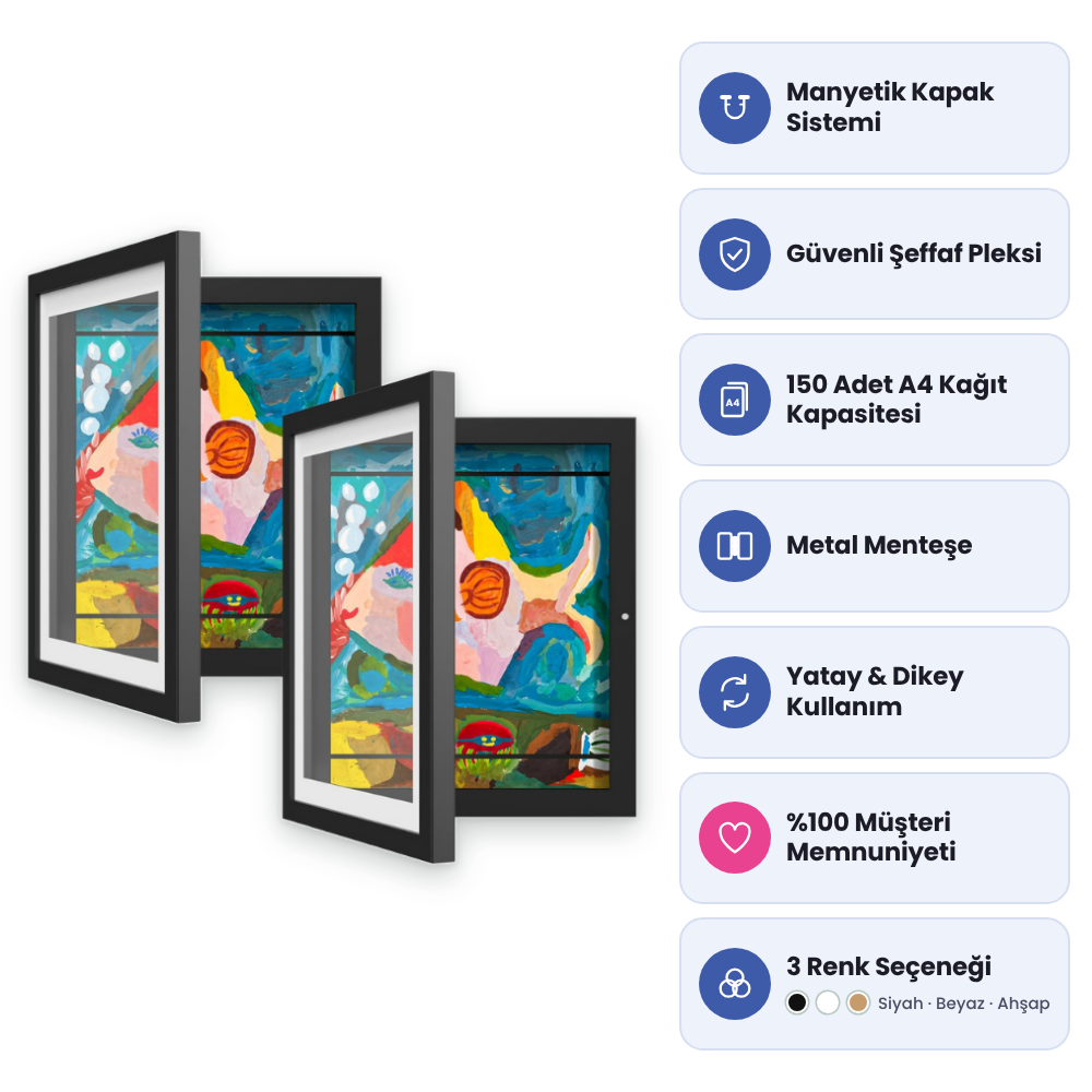 Çocuk Resim Sanat Çerçevesi, Mıknatıslı-Kapaklı, A4
