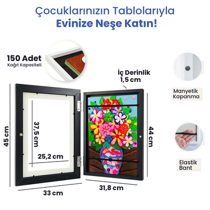 Çocuk Resim Sanat Çerçevesi, Mıknatıslı-Kapaklı, A3